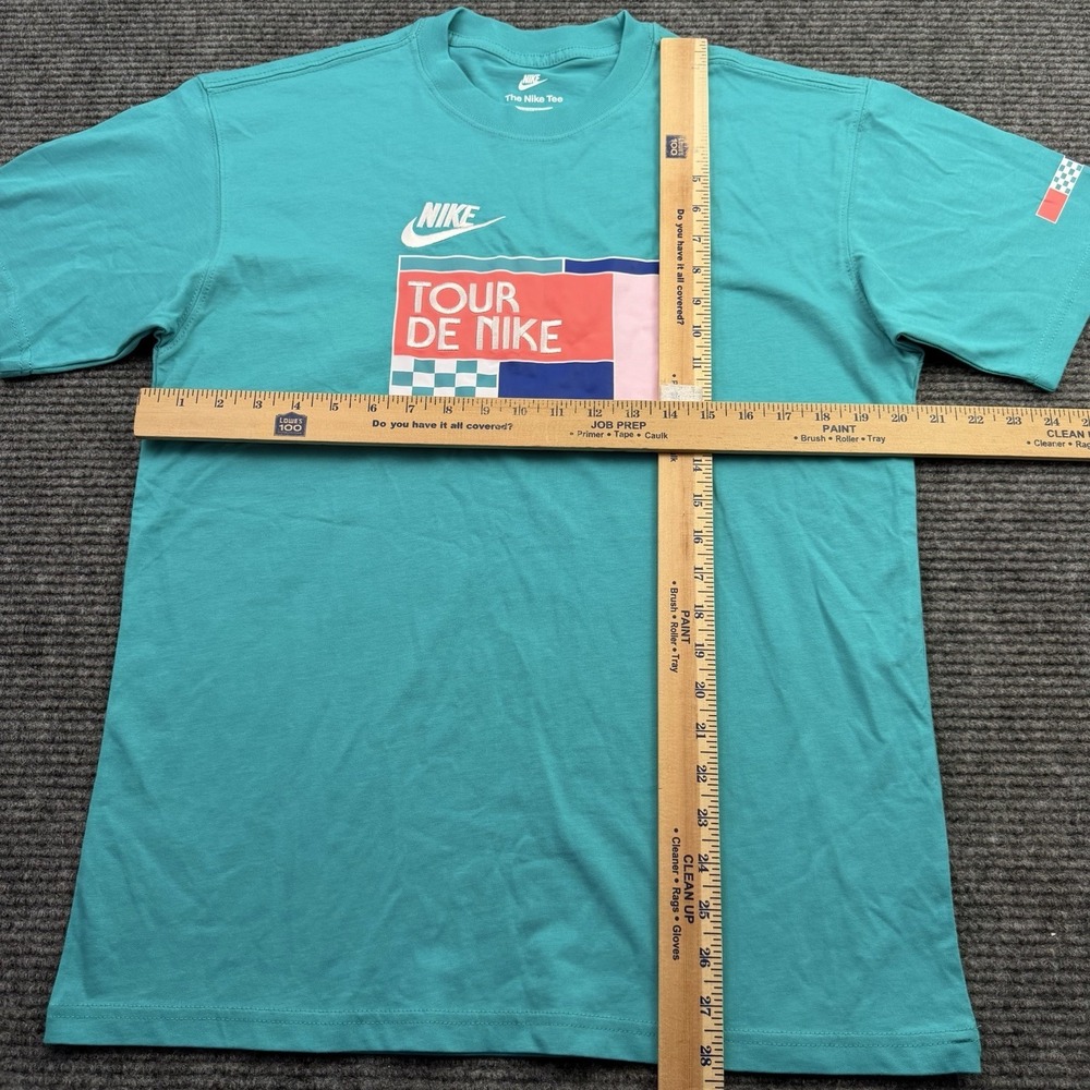 Nike "Tour De Nike" Graphic T-shirt Men's Size Small Teal Loose Fit Short Sleeve - Picture 5 of 5